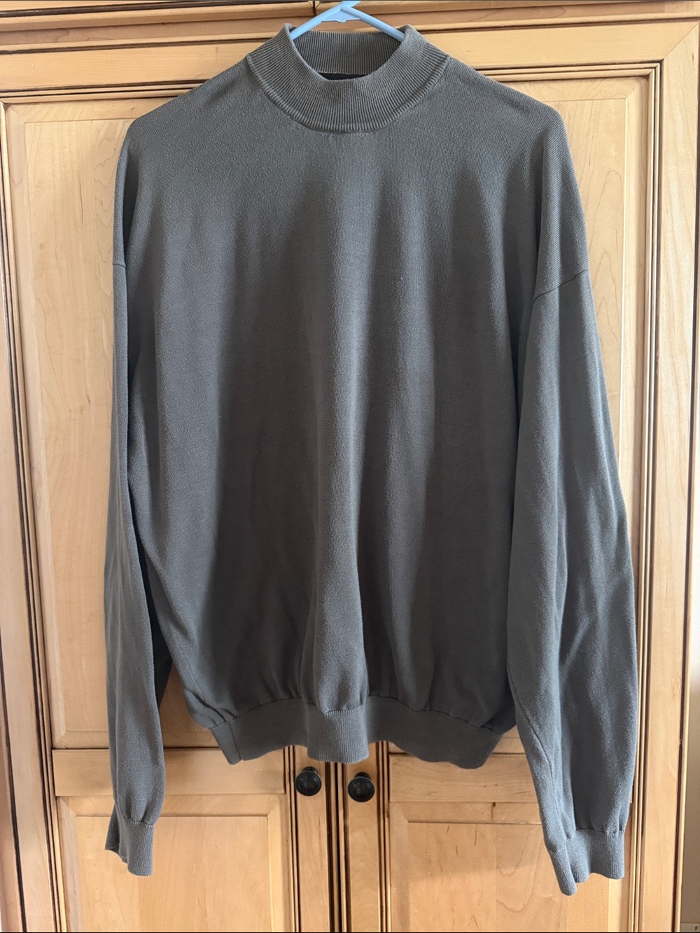 Baracuta Men's Olive Cotton and Silk Mock Turtleneck Sweater 2X